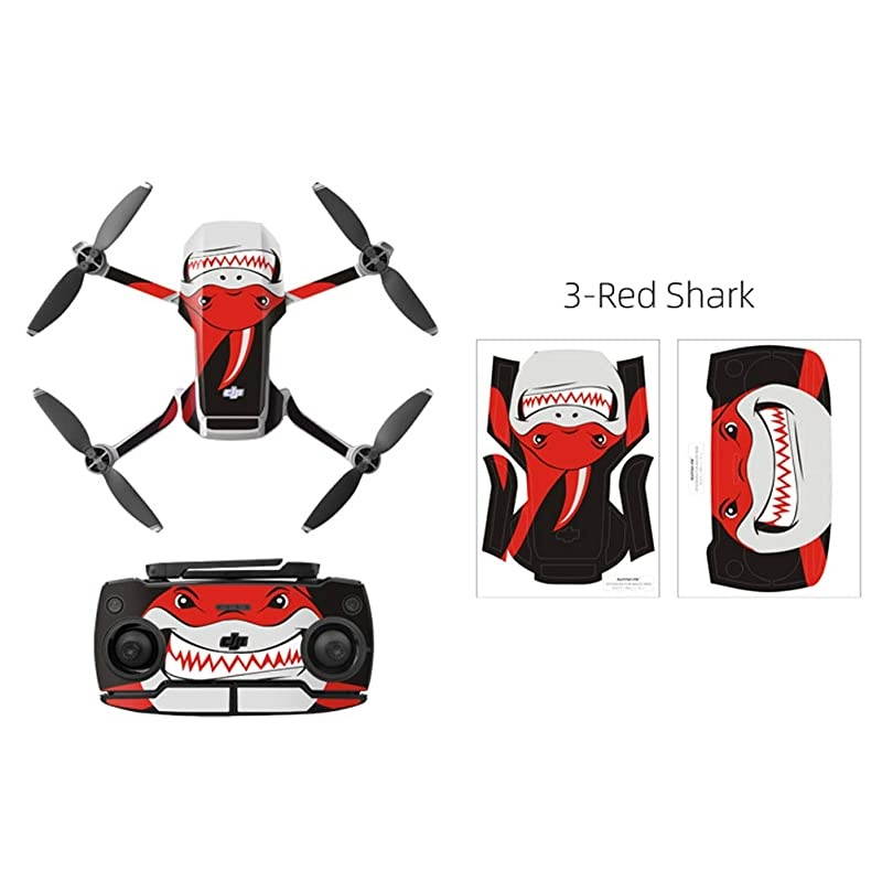 Shell Decoration Sticker Controller Decals Set for DJI Mavic Mini Drone Waterproof DIY Skin Decoration Drone Body Sticker 3 Red Shark