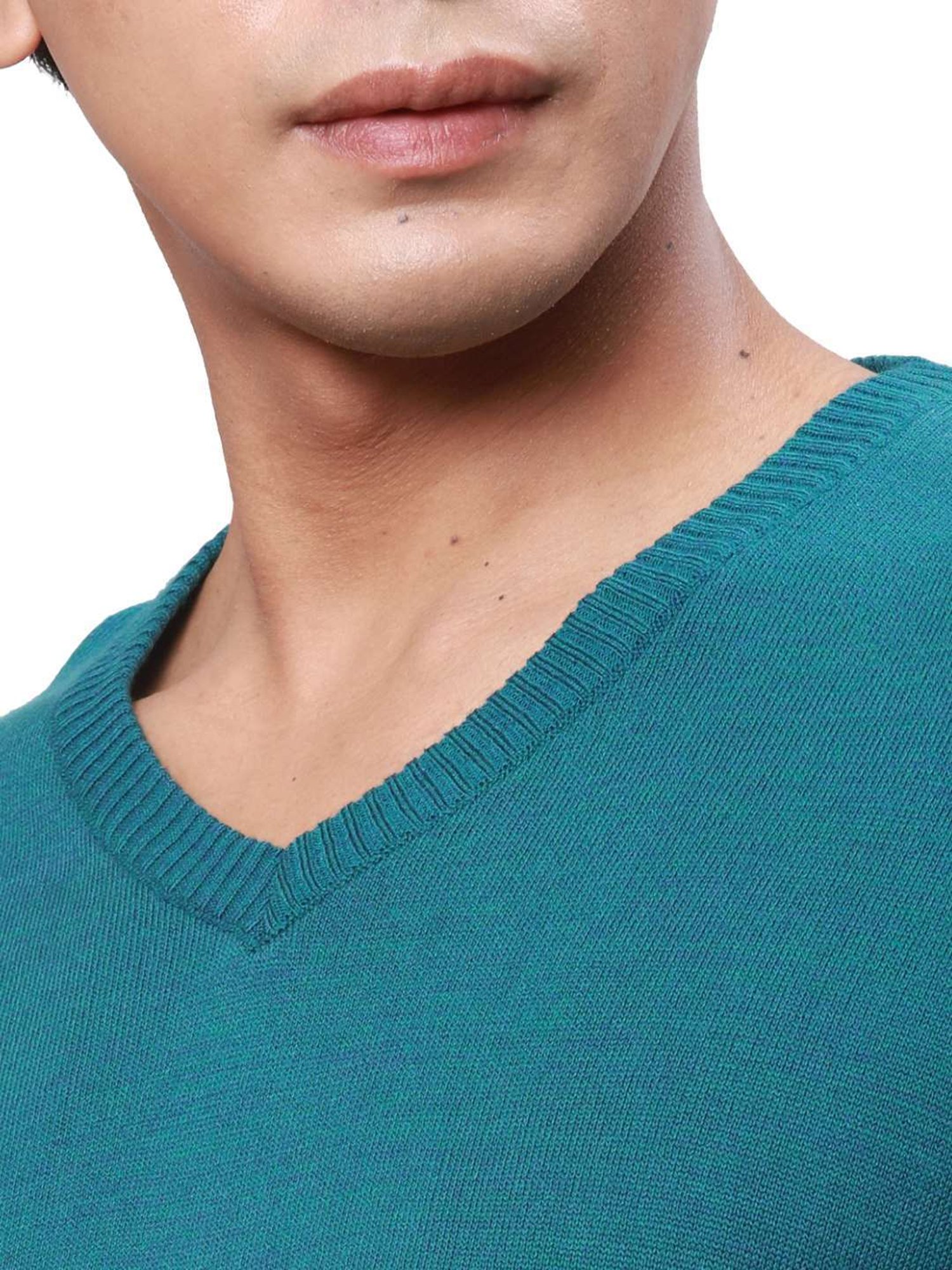 Park Avenue Teal Regular Fit Sweater