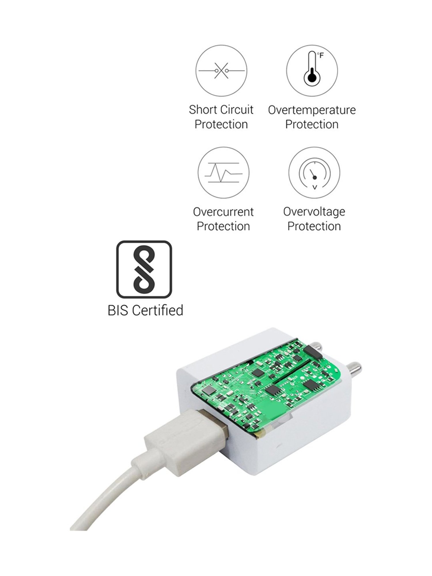 Portronics ADAPTO 62 POR-1062 2.4A Adapter with single USB Port (White)