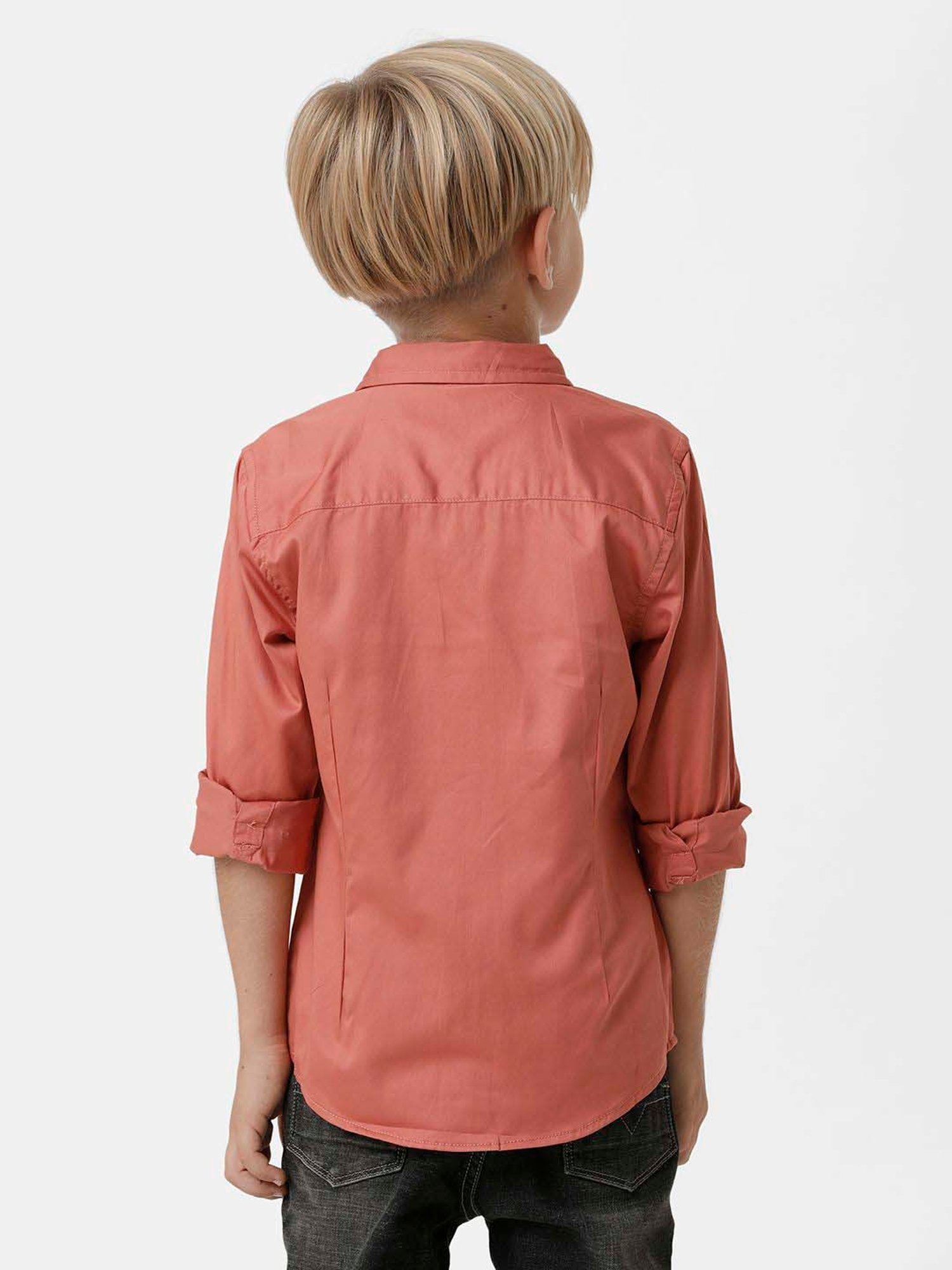 Kate & Oscar Kids Rust Printed Full Sleeves Shirt