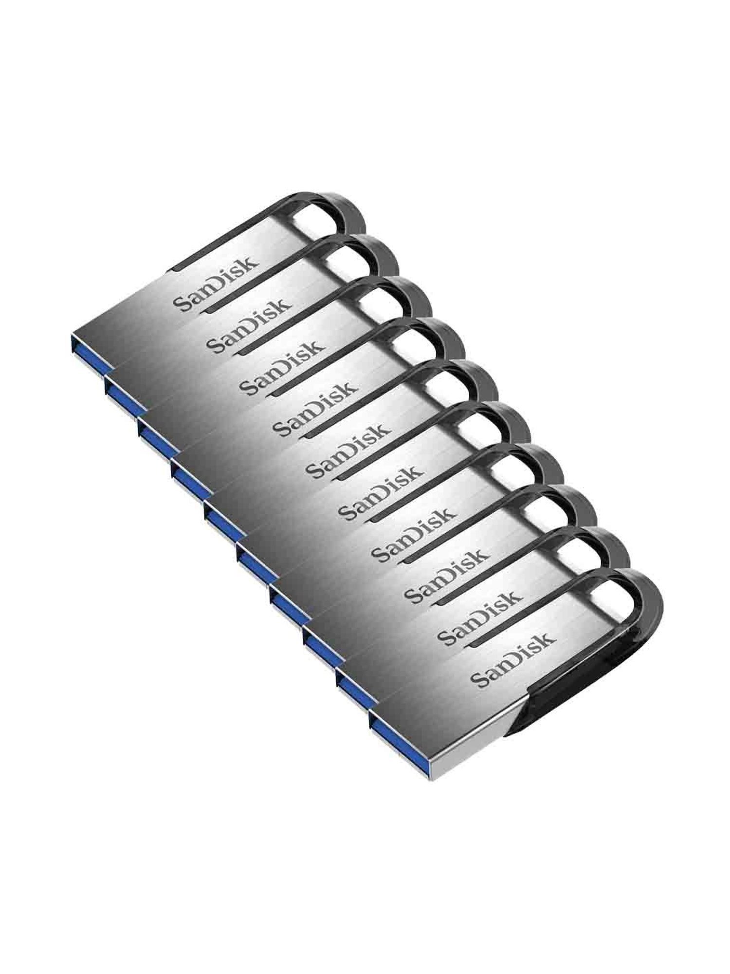 SanDisk Ultra Flair CZ73 32 GB USB 3.0 Flash Drive Pack of 10 (Silver)