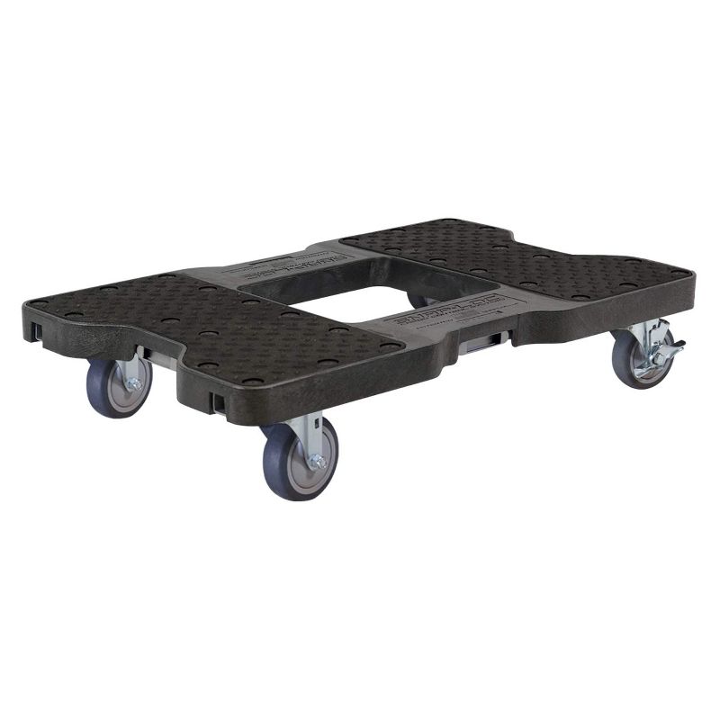 Snap Loc 1,200 lb Capacity General Purpose E Track Dolly Black, Heavy Duty 4 in Thermoplastic Swivel Non Marking Caster Wheels