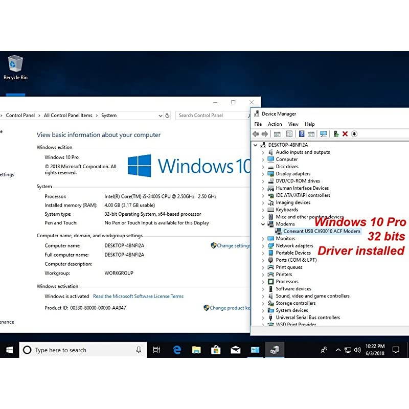 56K External Dial Up Fax Data Modem Windows 10/8 / 7 / XP/Vista
