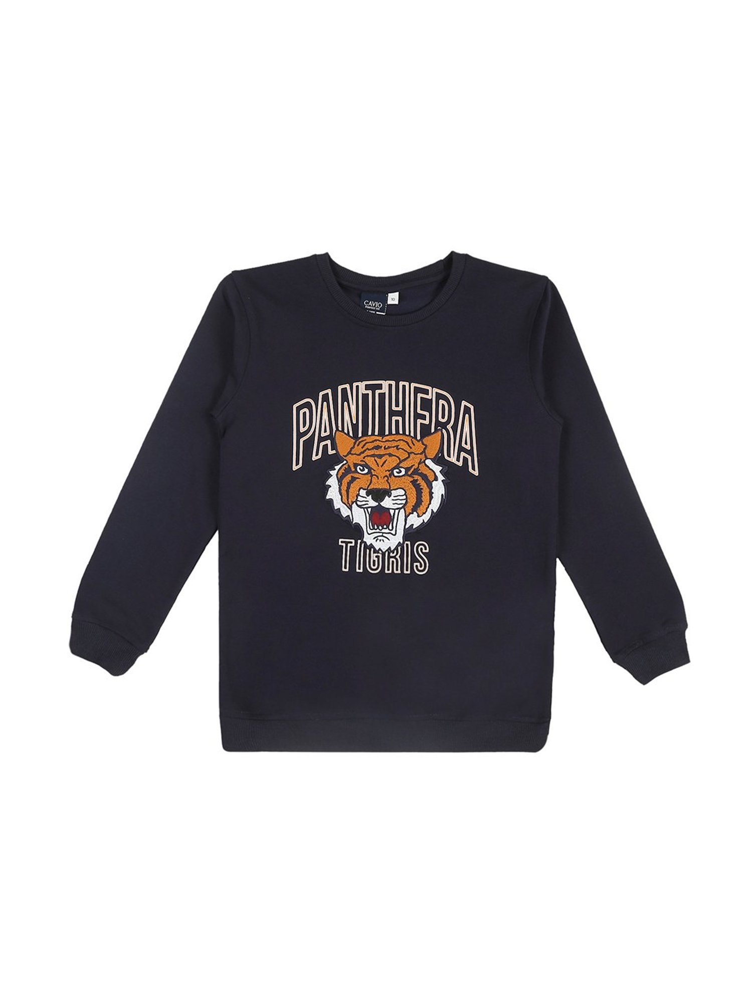 Cavio Kids Navy Printed Full Sleeves T-Shirt