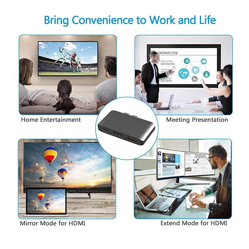 C Hub, Aluminum Dual Type C Hub Adapter, MacBook Pro Accessories with 4K HDMI, 5K -C Power Delivery, 3.0 Port for MacBook Pro 2016/2017/2018/2019, MacBook Air 2018 2019 2020