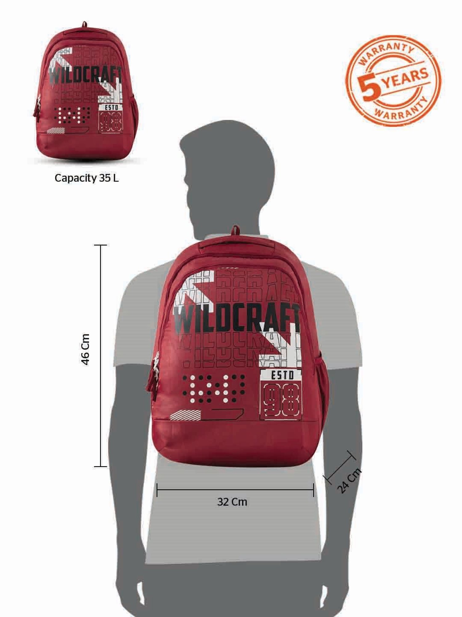 Wildcraft Blaze 35 Red Laptop Backpack