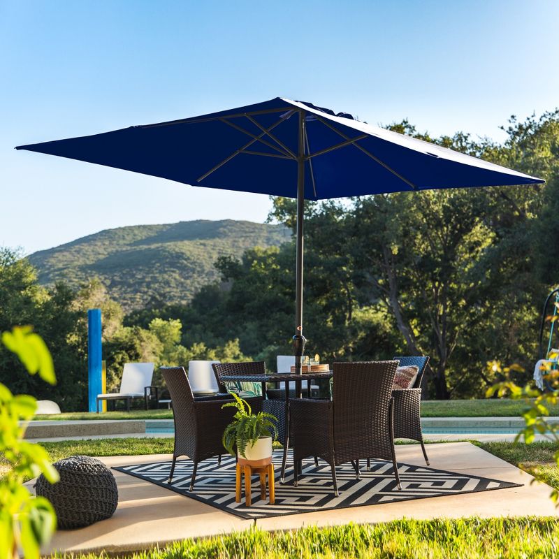 Best Choice Products 8x11ft Rectangular Patio Umbrella w/ Crank, Fade-Resistant 210G Polyester Fabric - Navy Blue