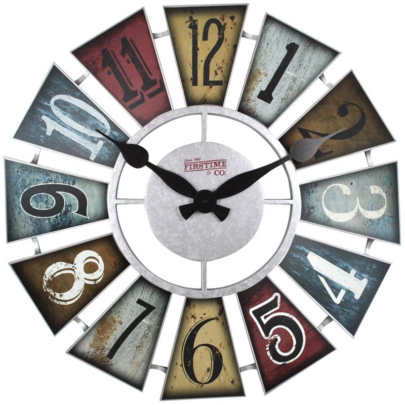 24" Numeral Windmill Farmhouse Wall Clock Galvanized Finish - FirsTime & Co.