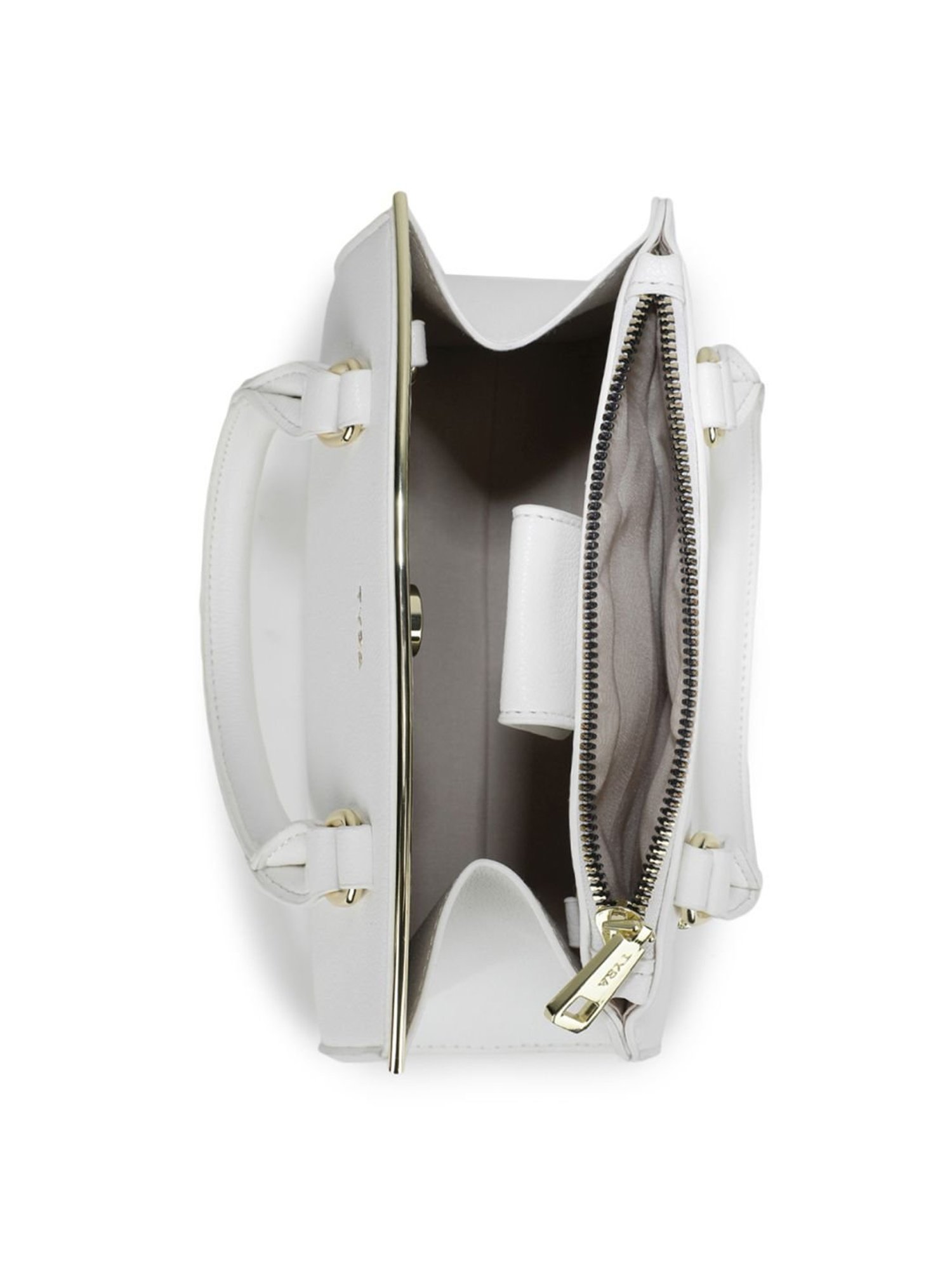 Tyra Calla White Solid Faux Leather Handbag