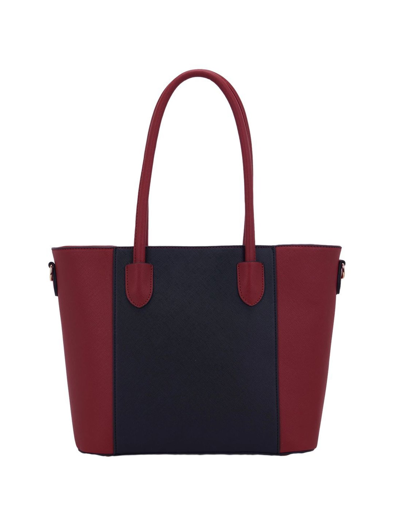 Giordano Red & Navy Blue Color Block Medium Tote Handbag
