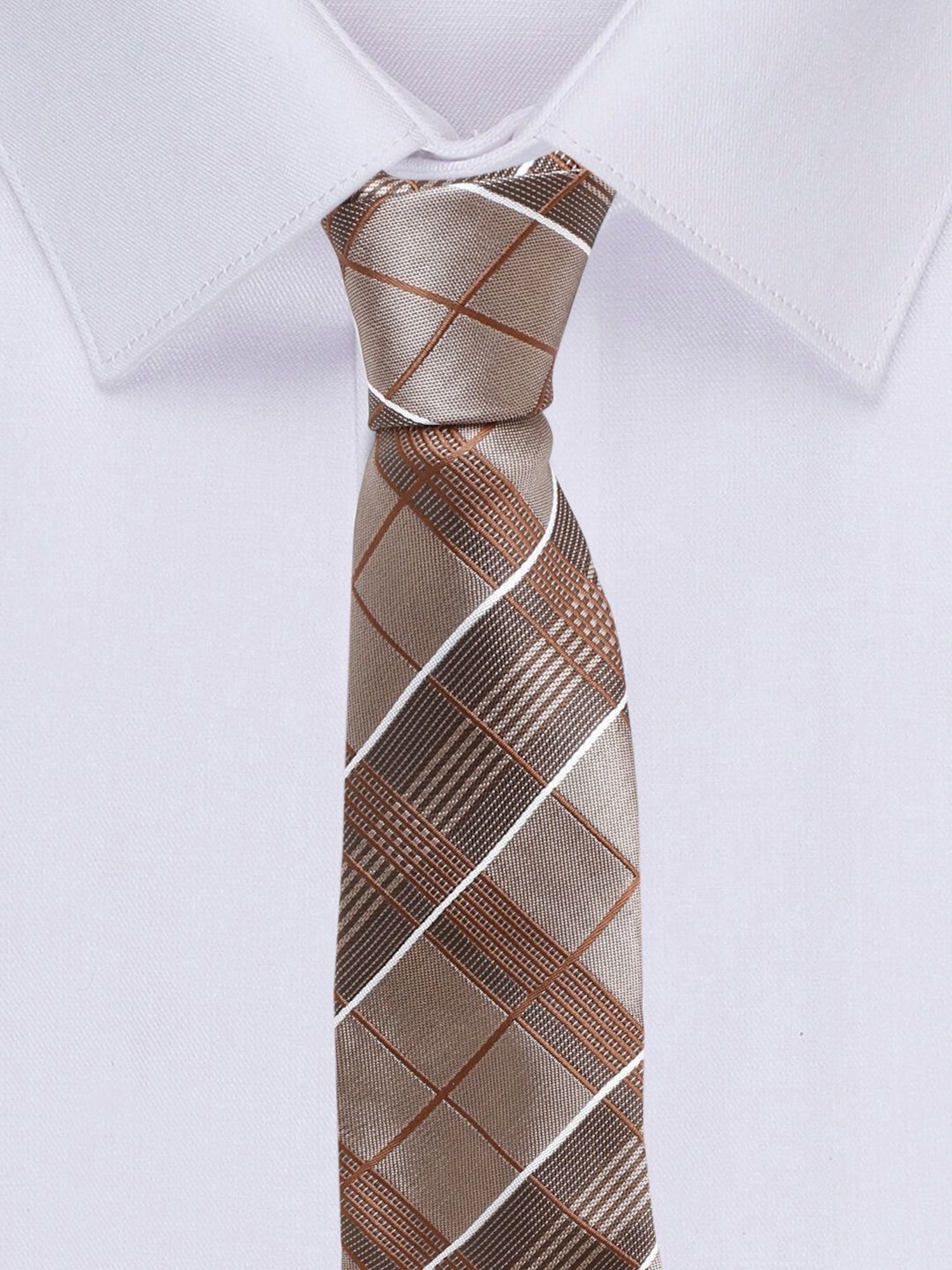 Louis Stitch Brown Checks Necktie Gift Set - Set of 5