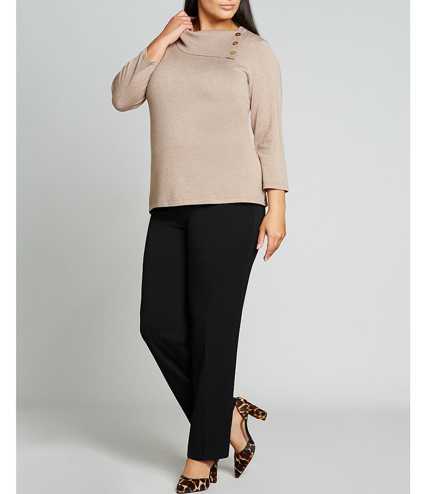 Investments Plus Size the PARK AVE fit Pull-On Straight Leg Pant with Pockets