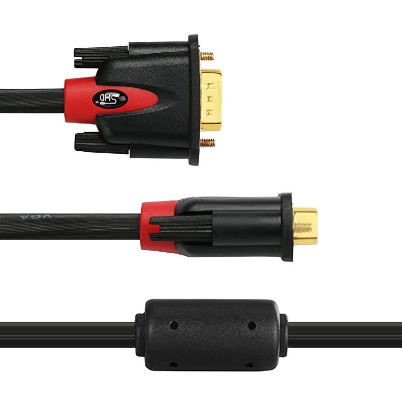 VGA Cable 30Feet VGA to VGA Monitor Cable HD15 SVGA for PC Laptop TV Porjector Black and Red Color