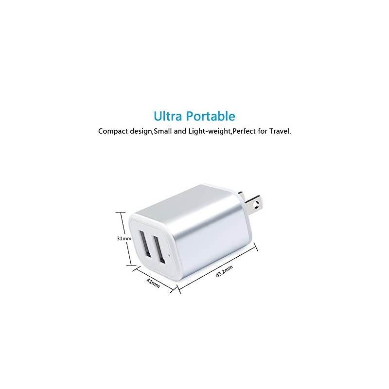USB Wall Charger USB Plug Android Phone Charger Charger Block 21A Dual Port Charging Cube Power Adapter with 6ft Micro USB Charger for Galaxy J7 J5 J3 Samsung S7S6 Edge LG stylo 23