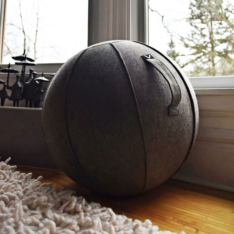 Vivora Luno MAX Classic Series Luxury Felt Sitting and Fitness Ball Chair with Handle, Clay