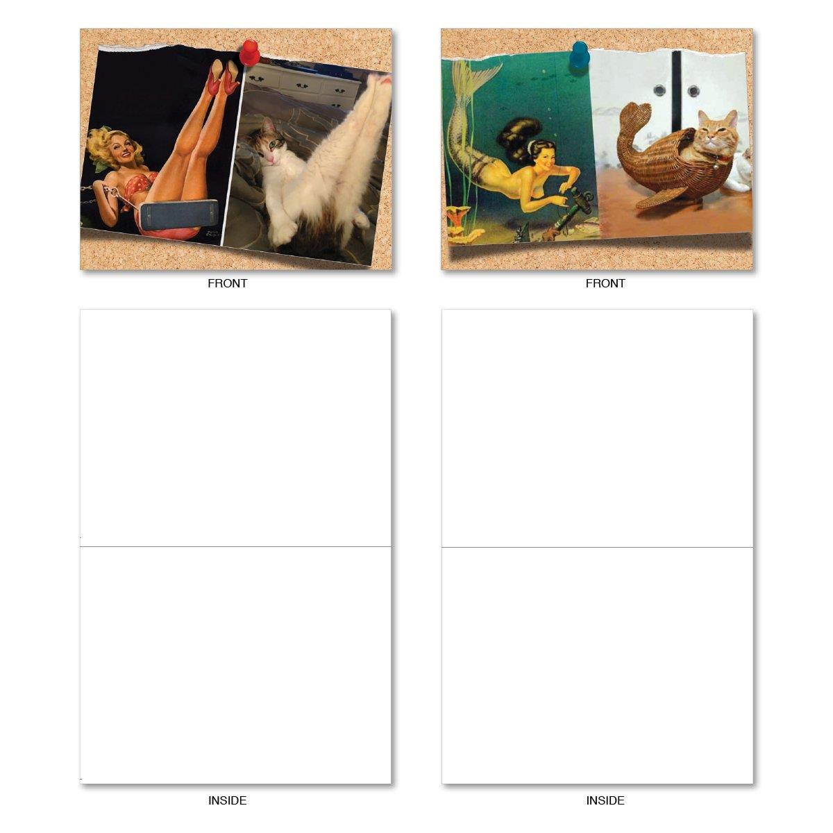 10 Hilarious Note Cards for All Occasions - Assorted &lsquo;Cats and Chicks&rsquo; Blank Greeting Cards with Envelopes - Stationery for Weddings, Birthdays, Holidays & Gratitude - NobleWorks #M6484OCB
