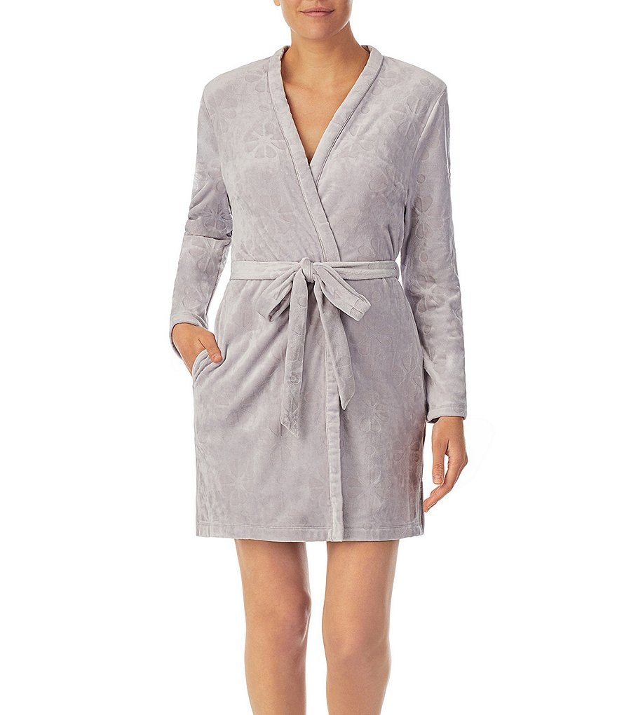 Lauren Ralph Lauren Paisley Print Satin Short Wrap Robe