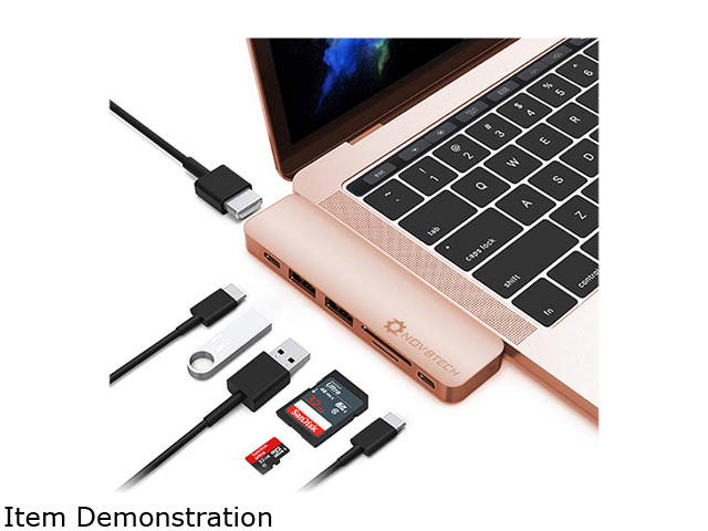 NOV8Tech USB C Hub Docking Station for MacBook Pro 2019-16 and MacBook Air 2019-18 7 in 2, 4K HDMI, Thunderbolt 3 100W PD Charger 40GBps Data, 2xUSB 3.0, USB 3.1 C 5GBps, SD/MicroSD Card Reader 7 in 1