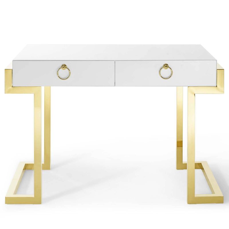 Ring Office Desk Gold/White - Modway