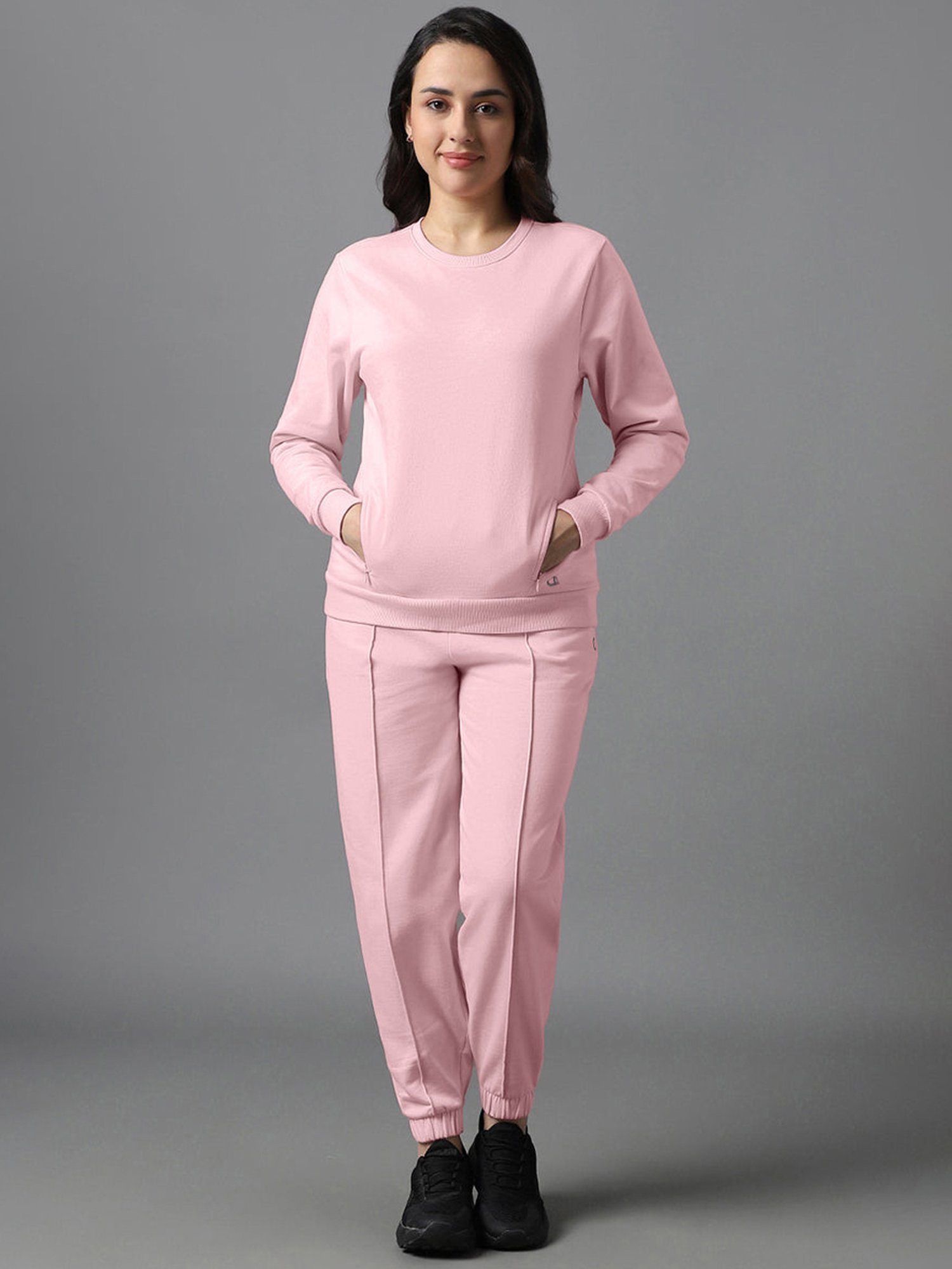 Amante Rose Pink Cotton Sports Sweatshirt