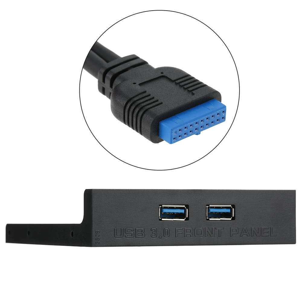 USB 3.0 Front Panel Hub 2 Port Expansion Bay 20 Pin to USB3.0 60cm Bracket Adapter Cable for PC Desktop 2.5" Floppy Bay