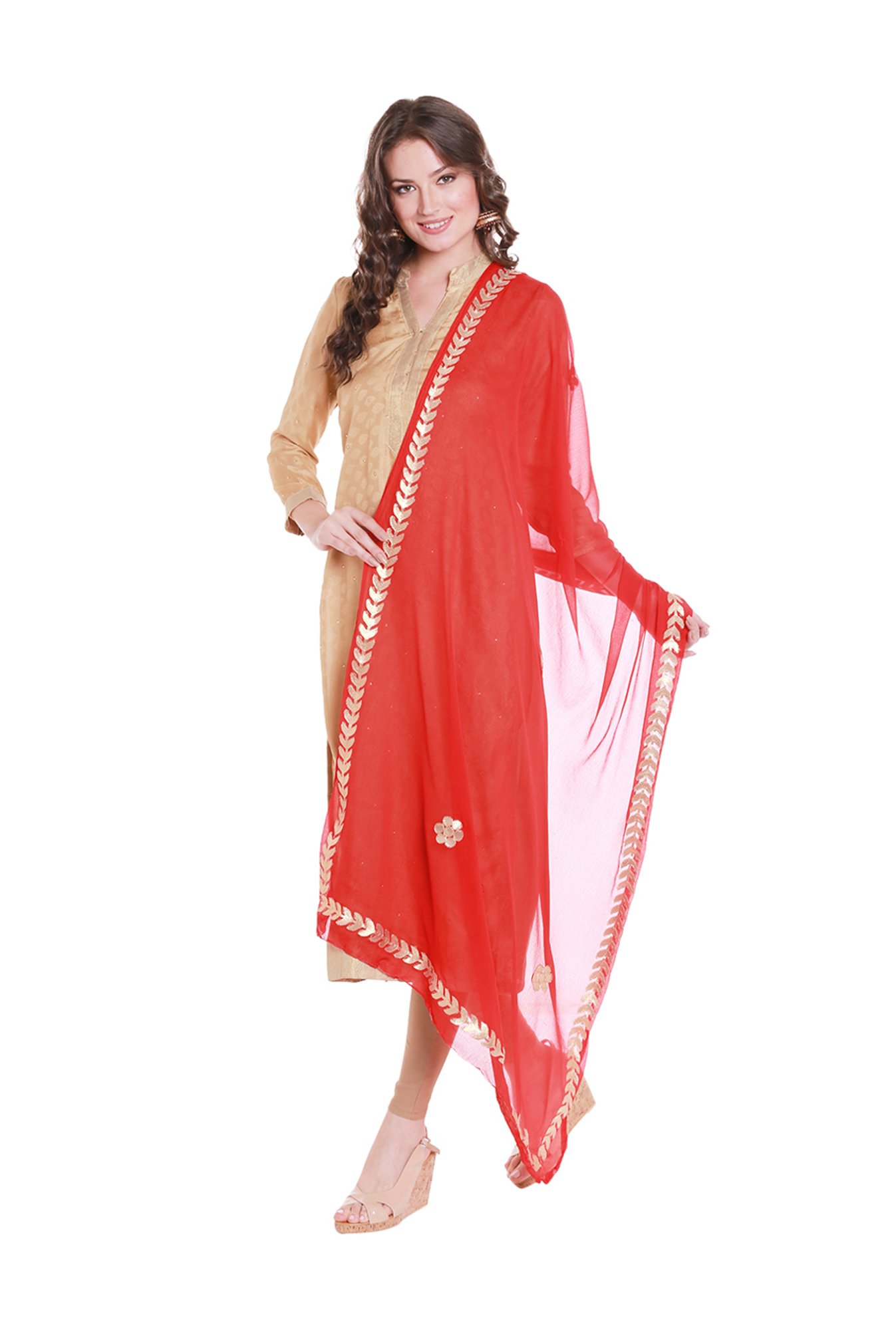 Stylum Red Plain Dupatta