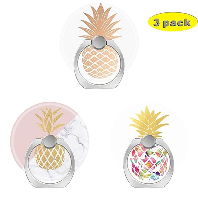 Phone Finger Ring Holder Stand with Car Mount for Smartphone and Tablet,Kickstand 360 Rotation Grip Stand - Gold Pineapple Black White Pink Marble