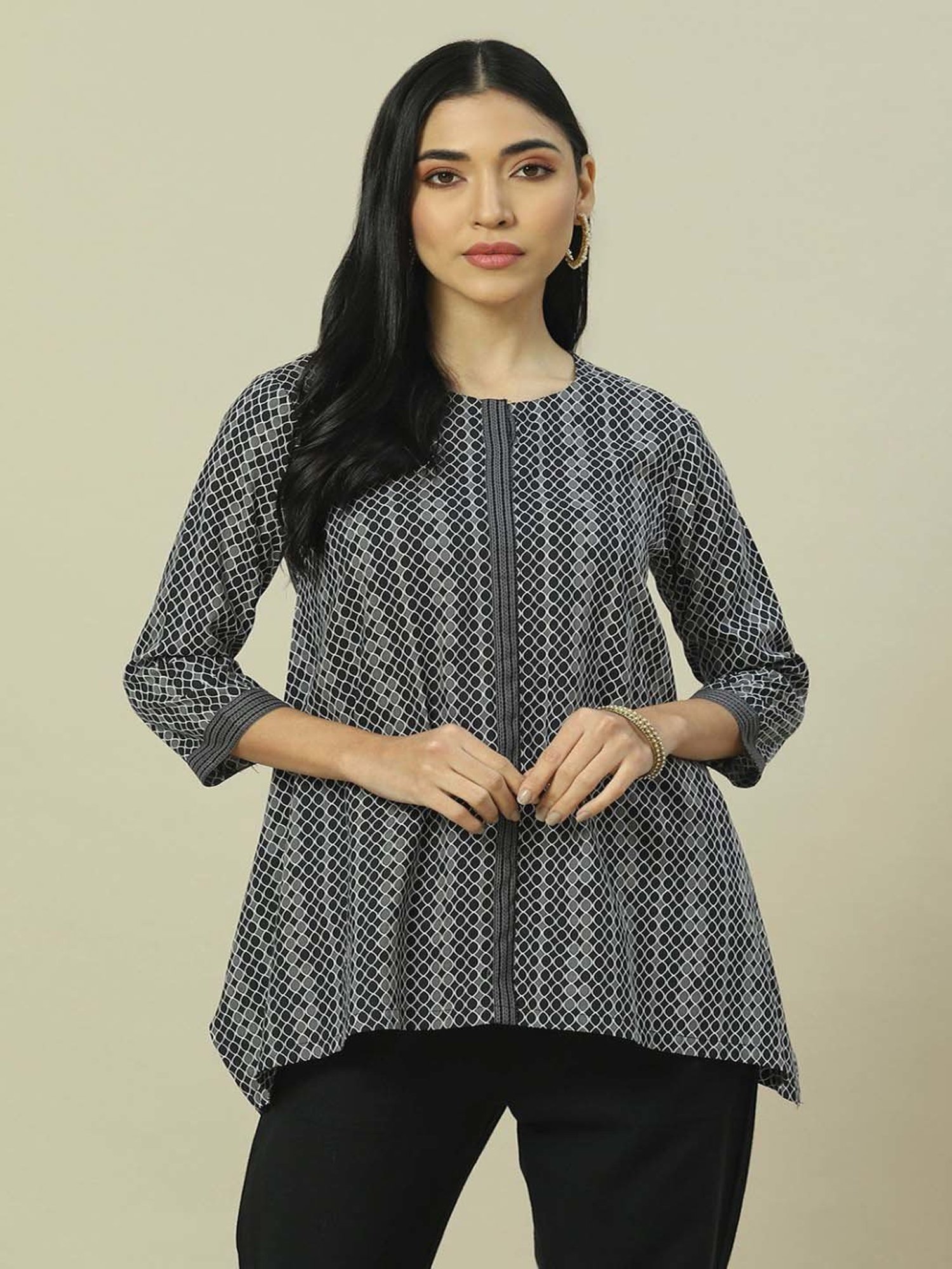 Rangriti Black Printed Top