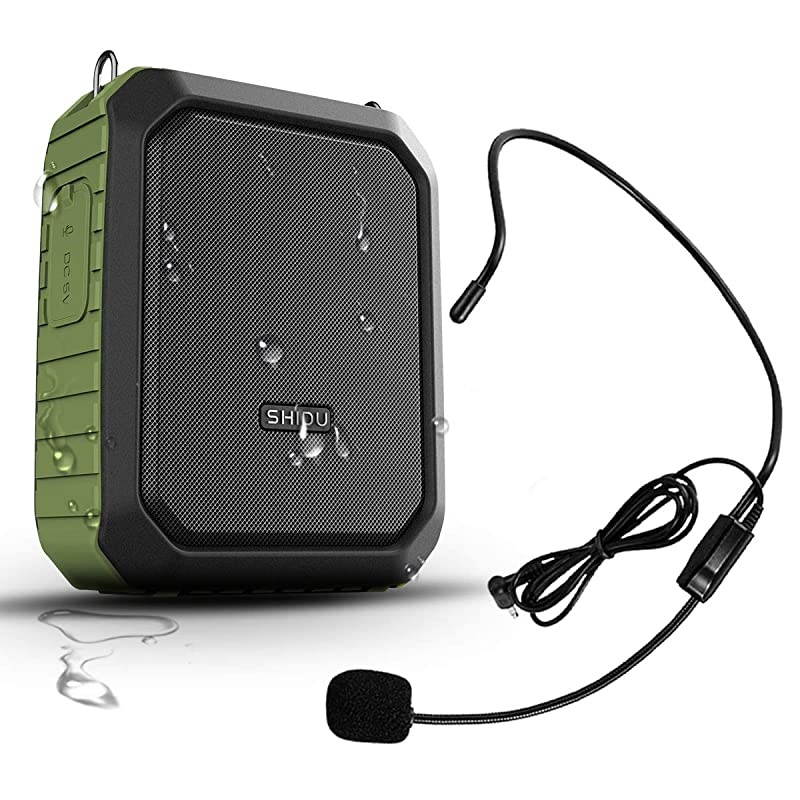 Personal Waterproof Voice Amplifier Wired Headset Microphone Small Bluetooth Pa Speaker 18W 4400mAh Rechargeable Wearable Mic System for Teachers or Outdoors (Wired Version)