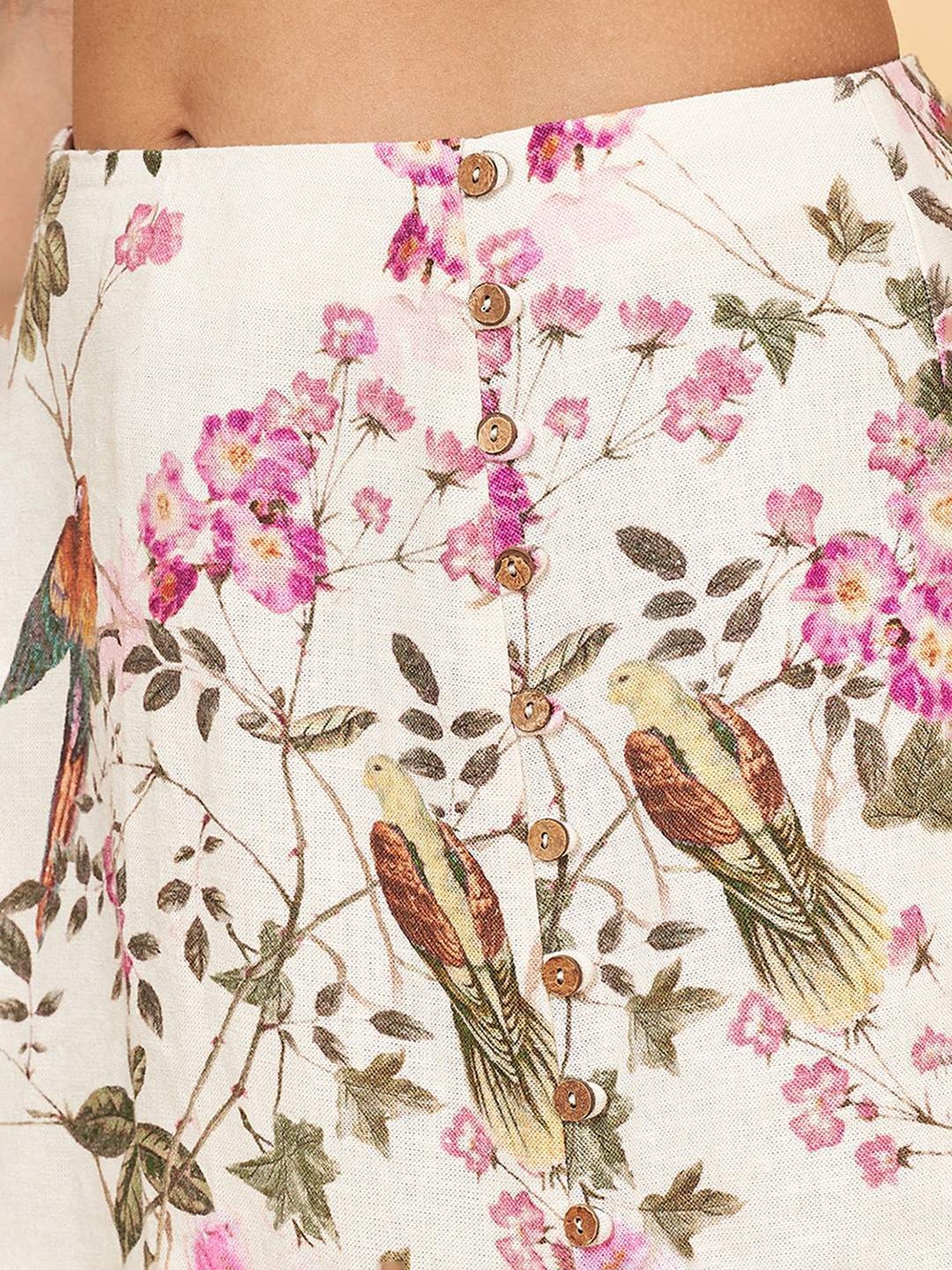 Honey by Pantaloons White Cotton Printed A-Line Skirt