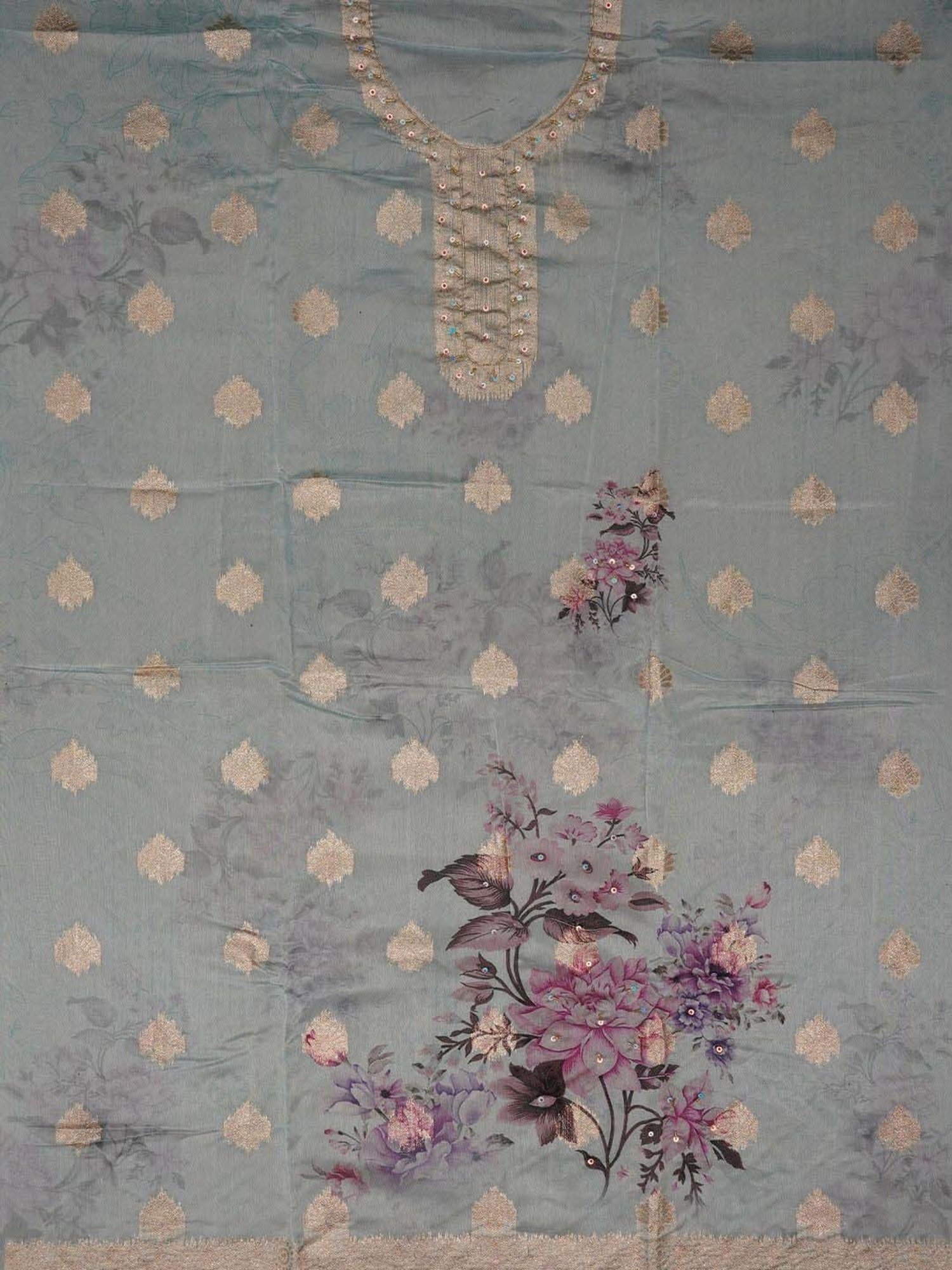 Jaipur Kurti Blue Woven Pattern Unstitched Dress Material