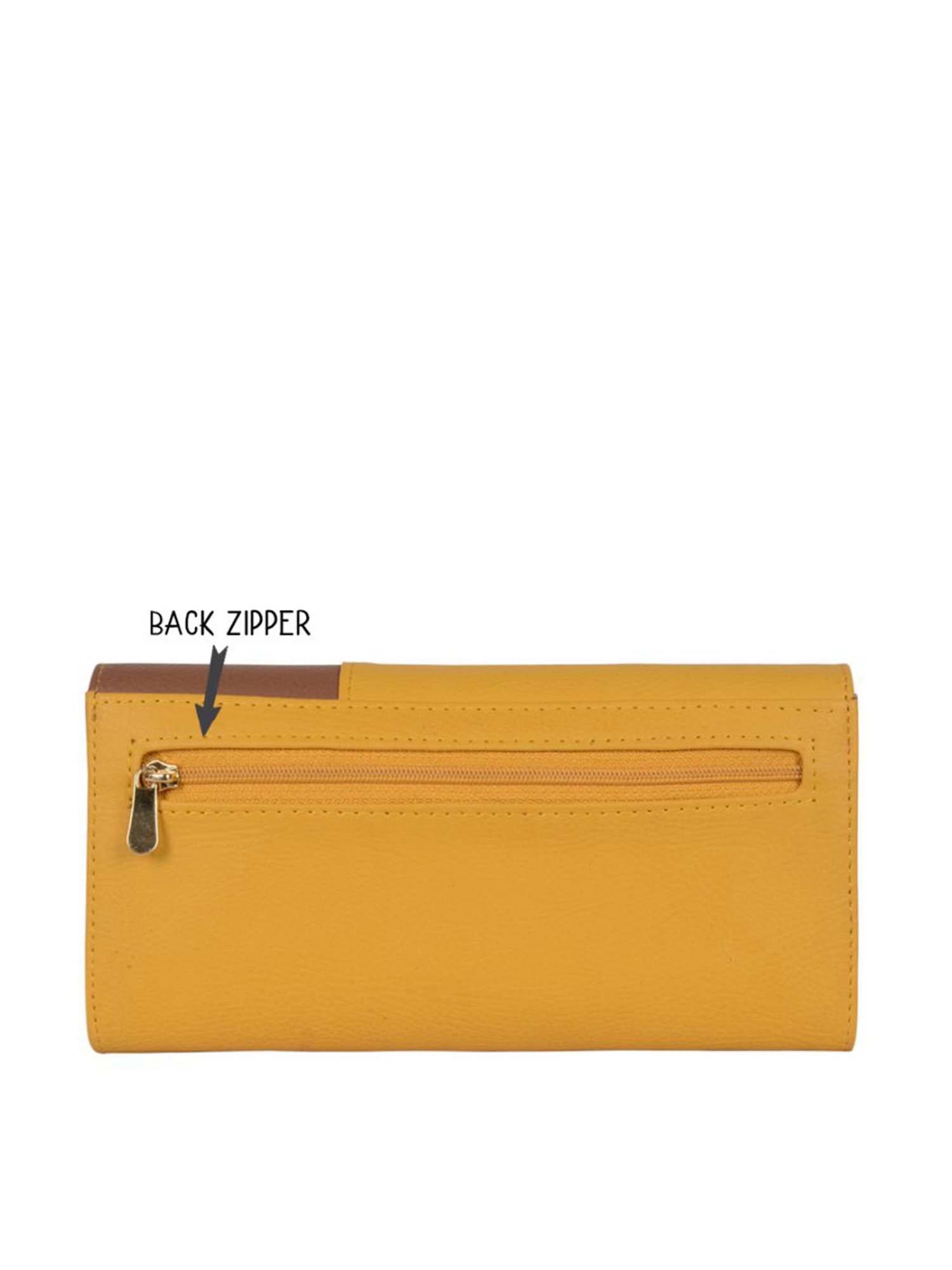 Baggit Yellow Color Block Tri-Fold Wallet for Women
