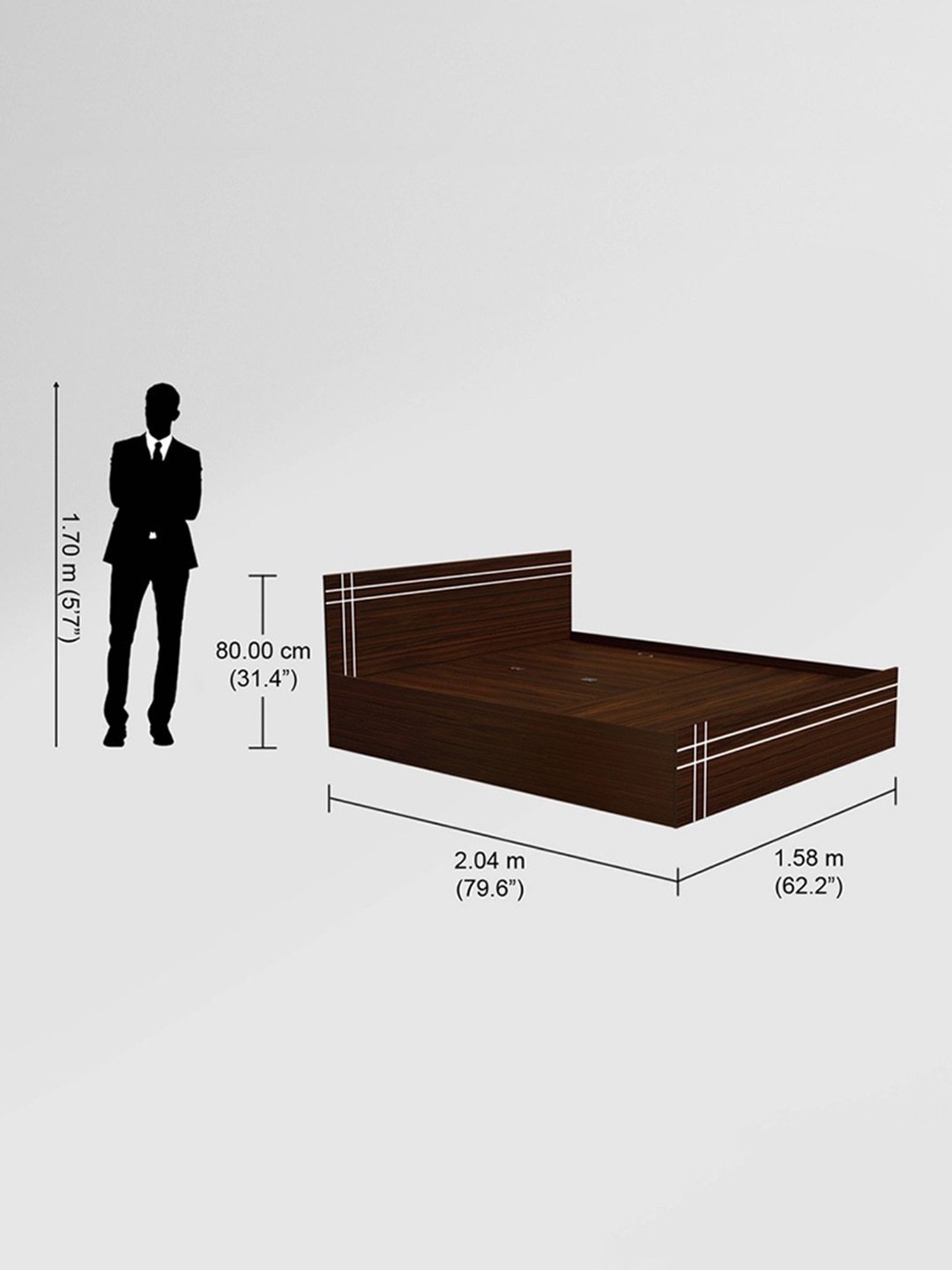 Godrej Interio Amara Brown Engineered Wood Queen Bed