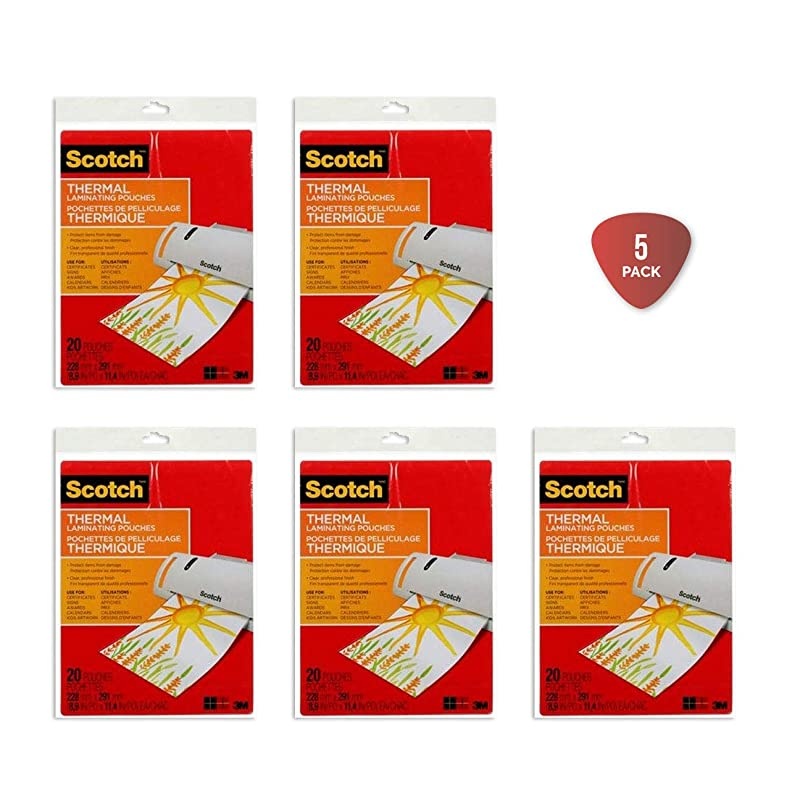 Thermal Laminating Pouches, 8.9 x 11.4-Inches, 3 mil Thick, 20-Pack (TP3854-20),Clear (5-Pack)