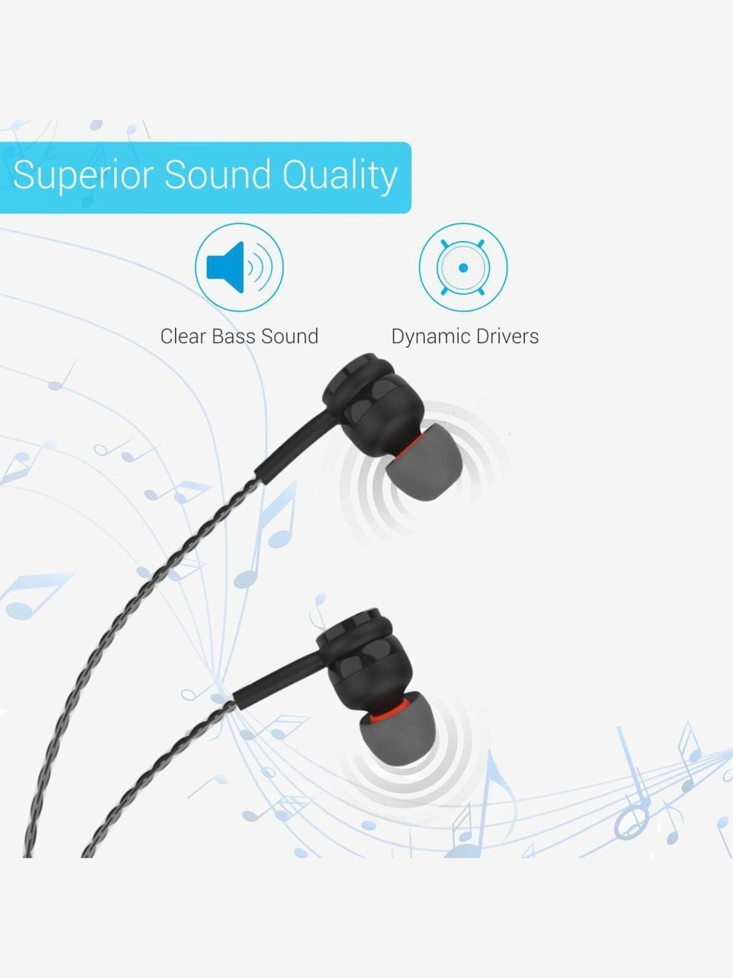 Portronics Conch Gama Por-1025 Wired Earphone With Mic (Black)