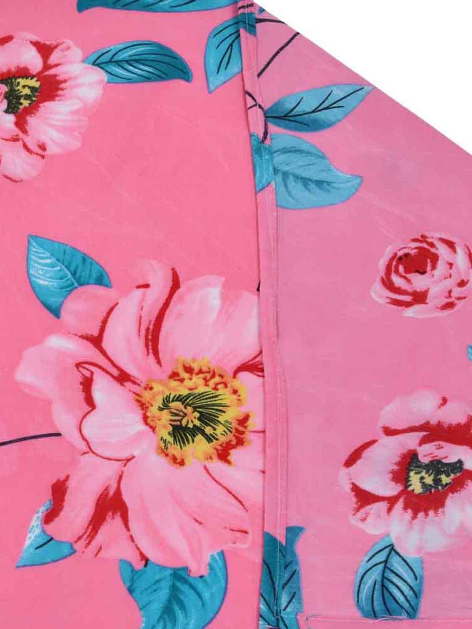 @home Utopia Bloom Floral Pink 110 GSM Cotton Blend Double Bed Sheet with 2 Pillow Covers