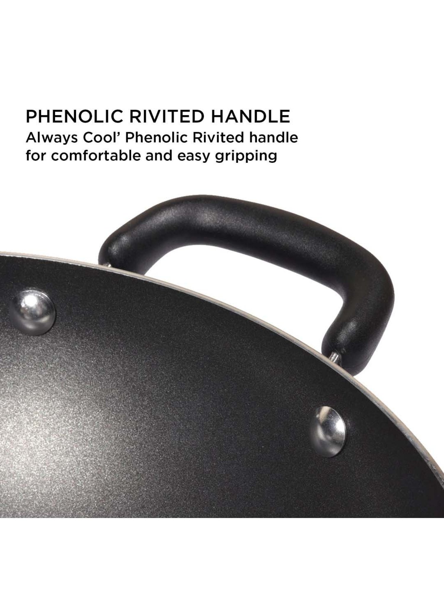 Meyer Merlot Non-Stick Kadai/Wok With Lid, 26cm