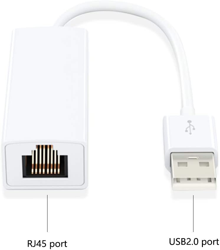 White USB 2.0 to RJ45 Ethernet Adapter - 10/100/Network Adapter -for Nintendo Switch, Wii, Wii U, MacBook, Chromebook, Windows 10, 8.1, Mac OS, Surface Pro, Linux ASIX