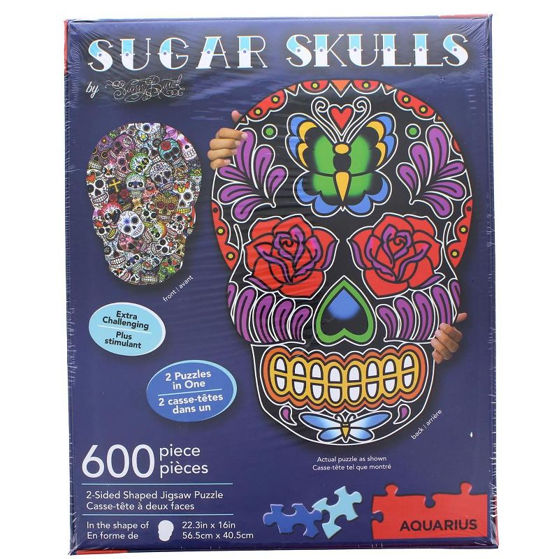 NMR Distribution Sugar Skulls 600 Piece Shaped 2 Sided Jigsaw Puzzle