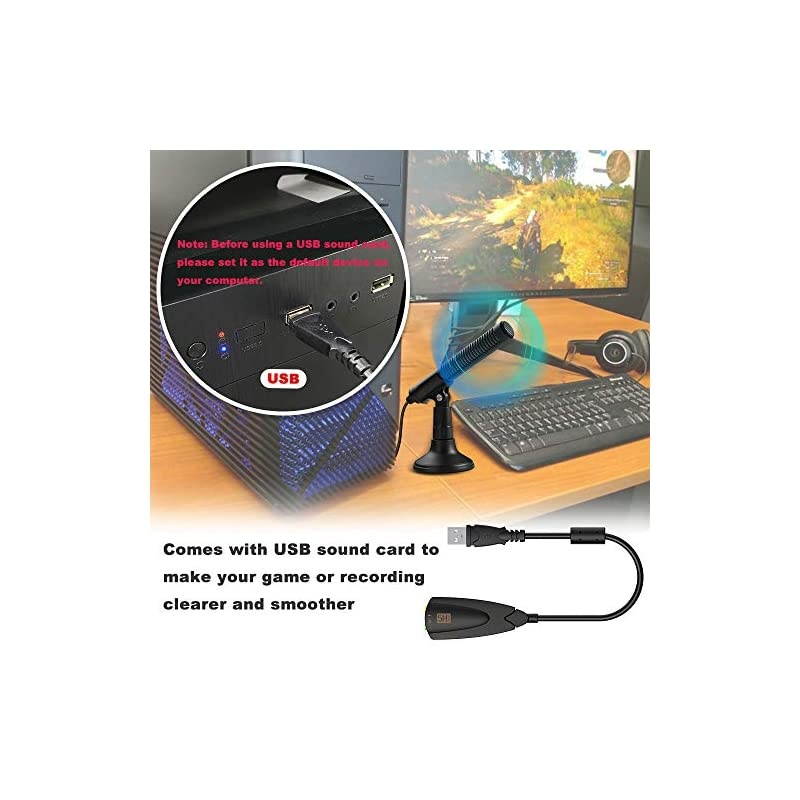 Computer Microphone Desktop Microphone Condenser Microphone for Computer PCLaptopMACWindowsGamesStreaming BroadcastSkypeYouTube Videos Chatting