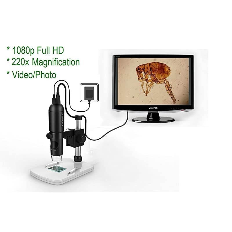 1080P Full HD Digital Microscope HDMI Microscope 10x220x magnification to Any MonitorTV with HDMIIn Photo Capture MicroSD Storage PC supported too