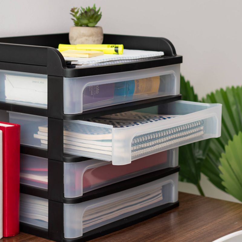IRIS 4 Drawer Desktop Organizer Black