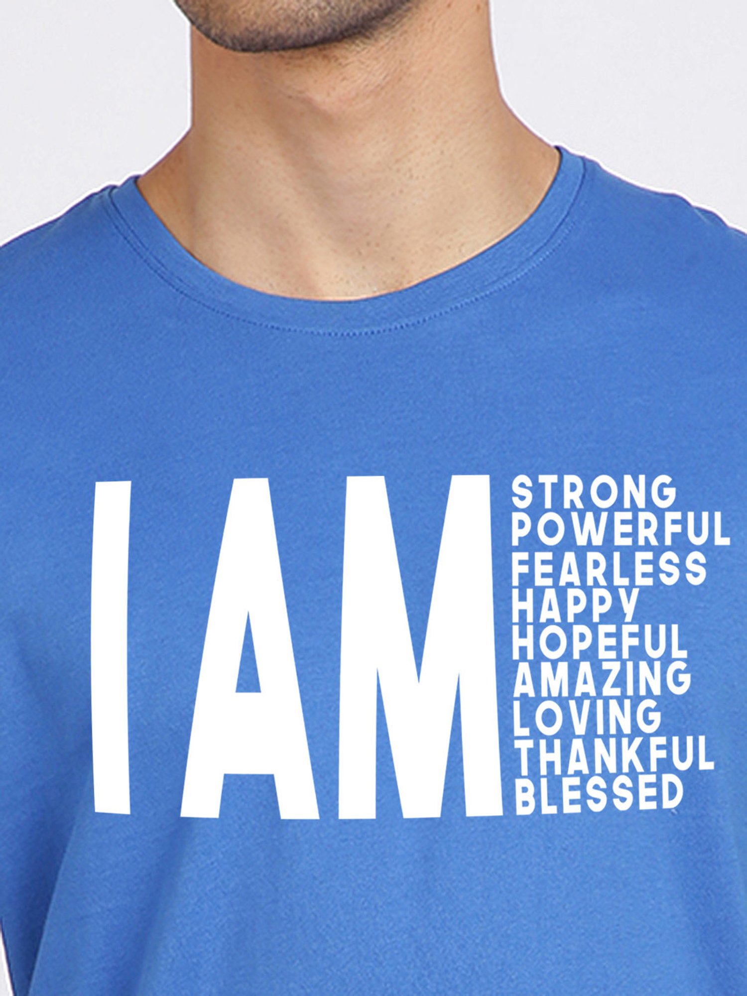 BLACK RADIO Royal Blue Slim Fit Printed Cotton Crew T-Shirt