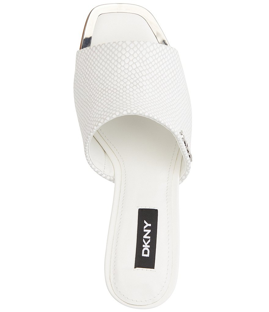 DKNY Bronx Reptile Print Leather Square Toe Mules