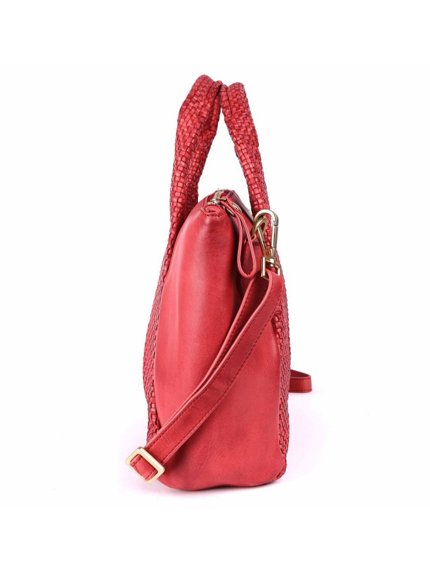 KOMPANERO Amber Red Leather Textured Handbag
