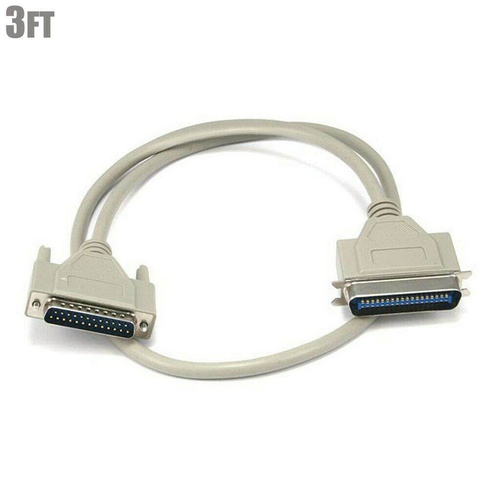 3FT DB25 25-Pin IEEE 1284 Parallel Male to CN36 Centronics Male Printer Cable