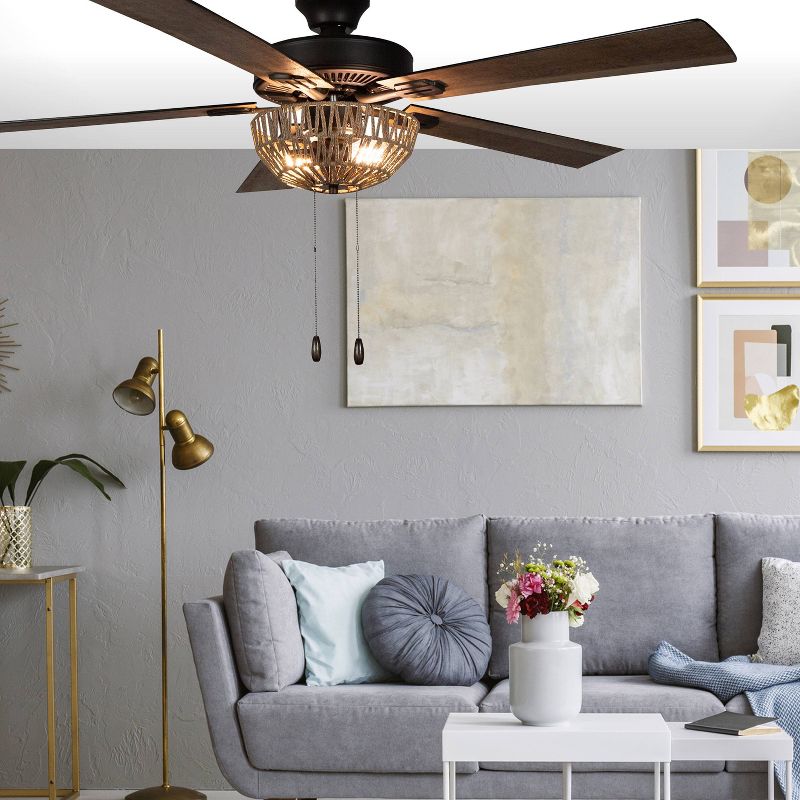 52" 5-Blade LED Woven Rope Lighted Ceiling Fan - River of Goods