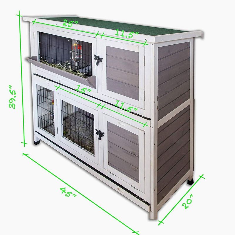 Trixie 2-Story Rabbit Hutch - Medium - Brown/White