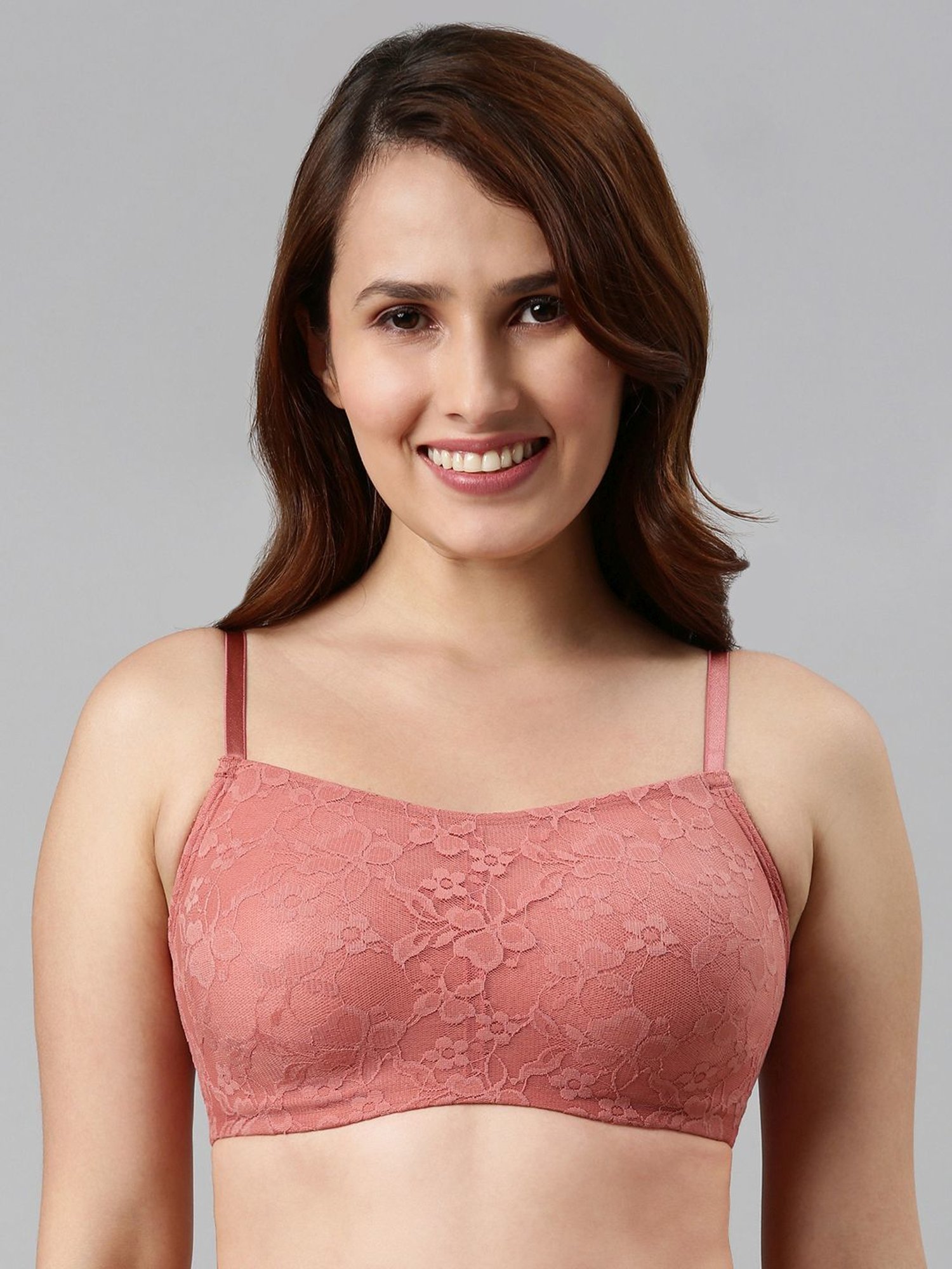 Enamor Dusty Pink Lace Work Bralette Bra