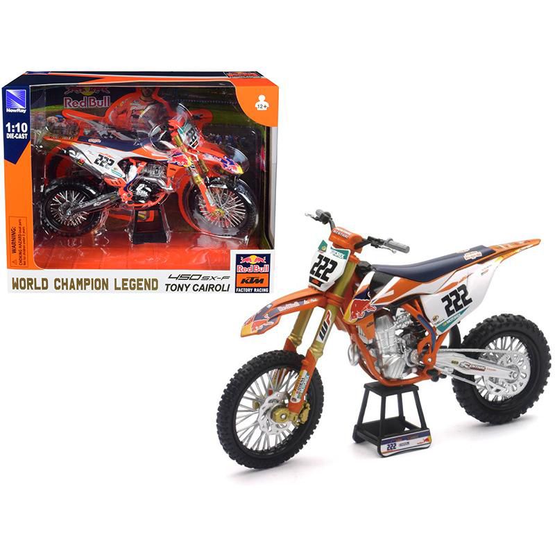 KTM 450 SX-F #222 Tony Cairoli World Champion Legend "Red Bull KTM Factory Racing" 1/10 Diecast Motorcycle by New Ray